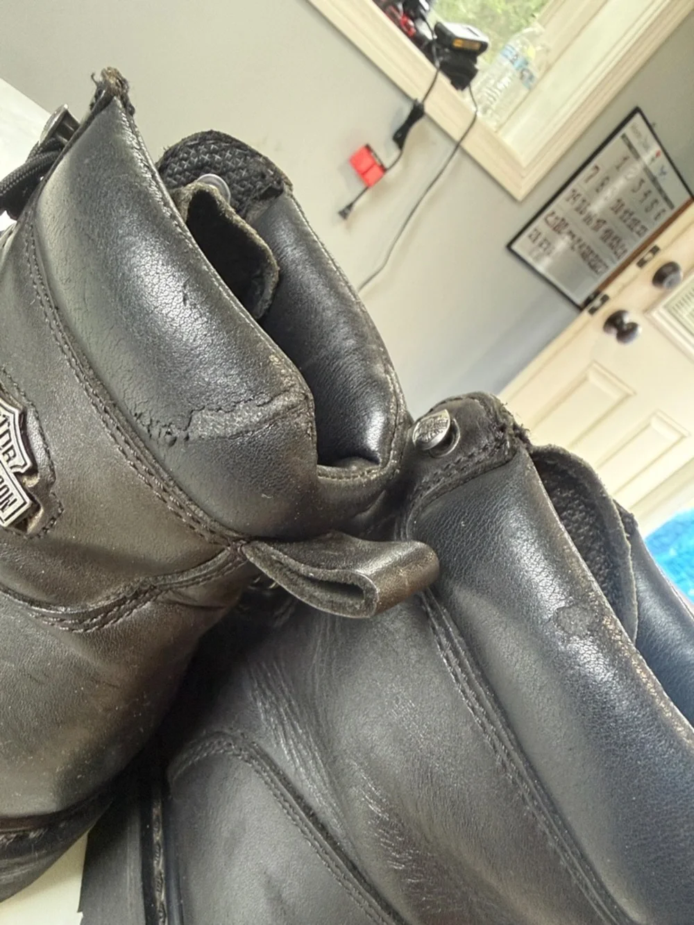 Harley-Davidson Black Leather Lace-Up Motorcycle Boots